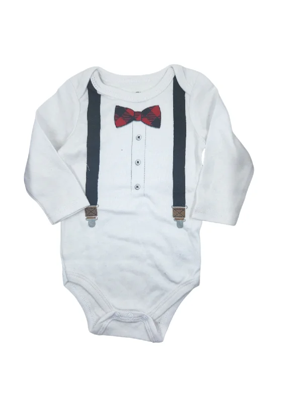 Youthful Lil Man Tuxedo Long Sleeve Romper