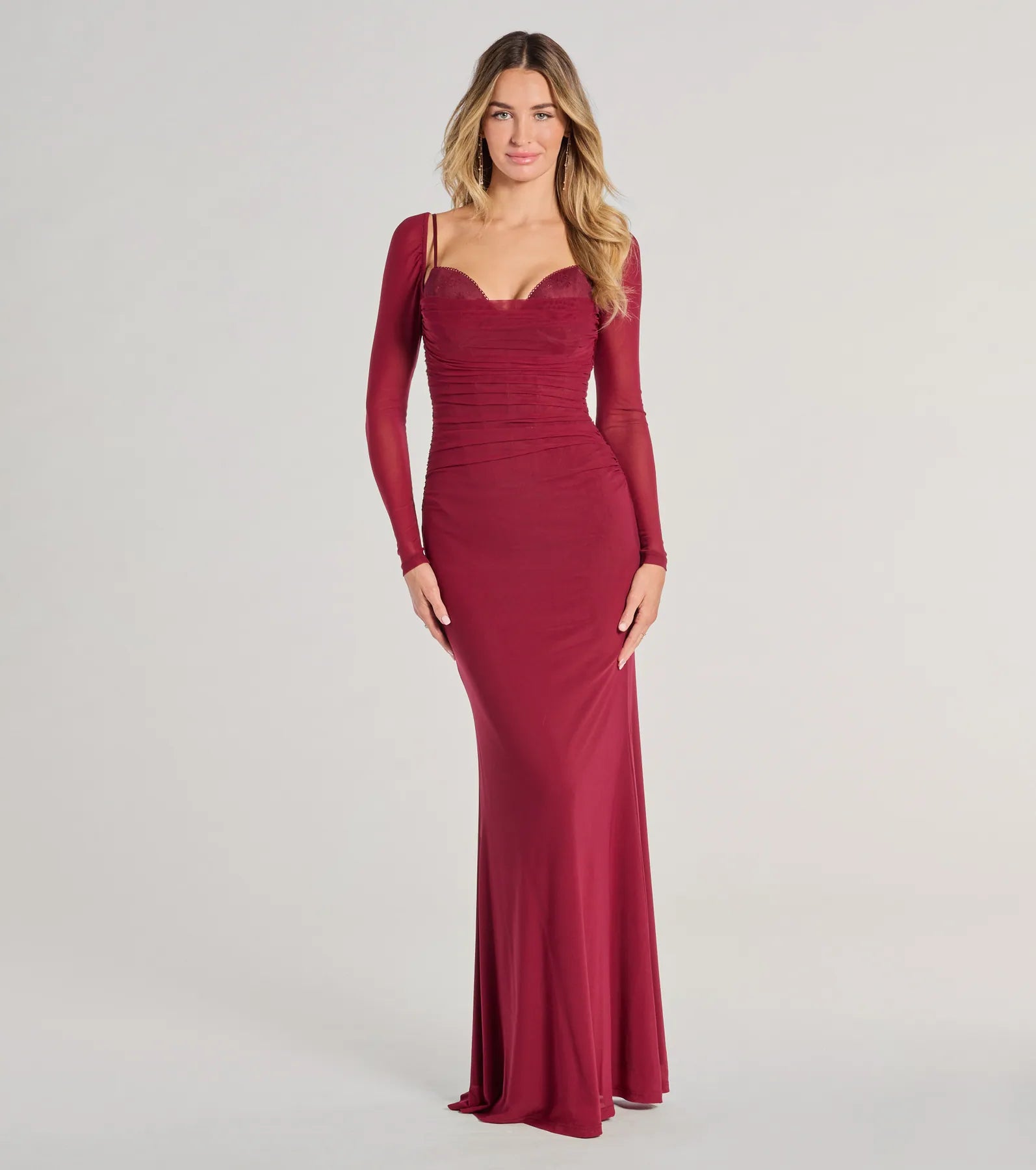 Breathable Style Kennedy Long Sleeve Corset Mermaid Formal Dress