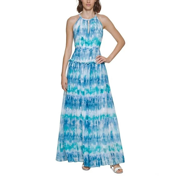 Design Trend Calvin Klein Women's Tie Dye Printed Gown Blue Size 4