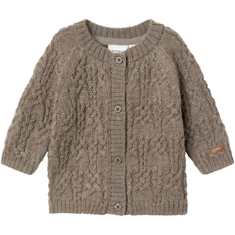 Street Casual Style Name It Walnut Wrilla Wool Knit Cardigan