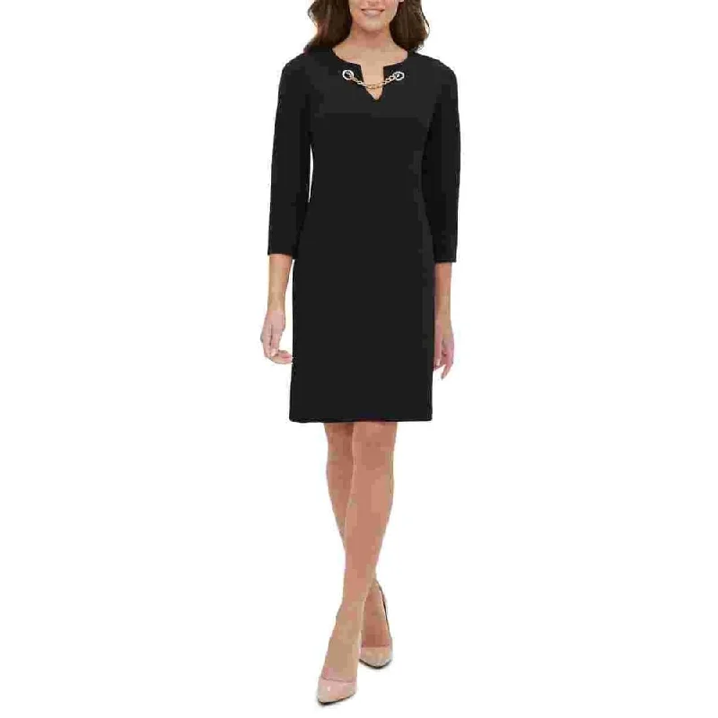 Comfortable Sweaters Tommy Hilfiger Women's Grommet Neck Shift Dress Black Size 18