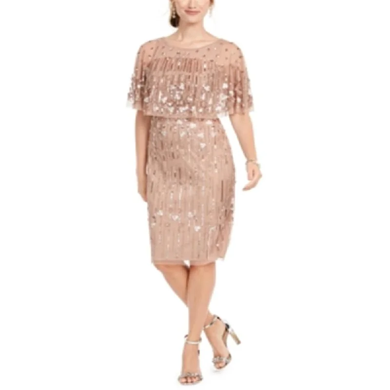 Energy Plan Adrianna Papell Women's Beaded Cape Dress Pink