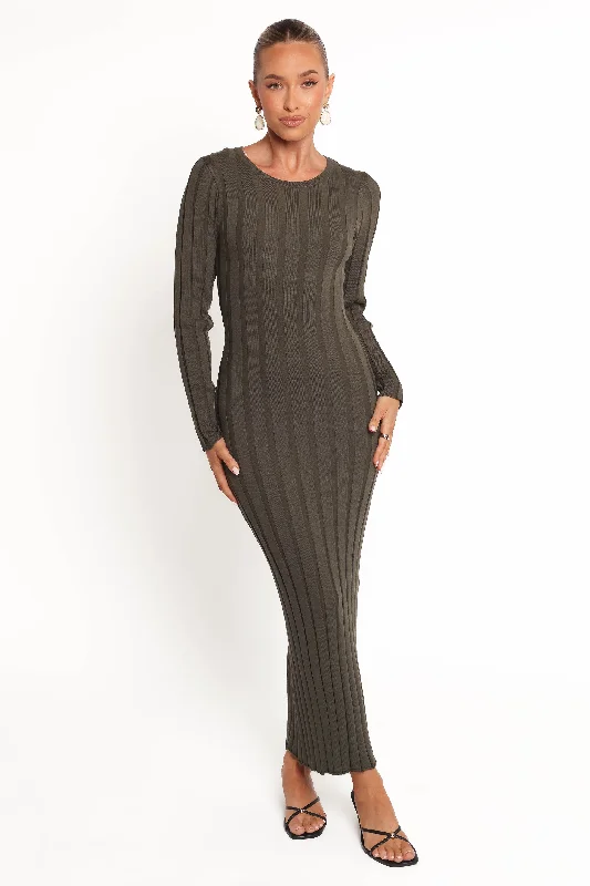 Elegant Classic Carlson Maxi Dress - Olive
