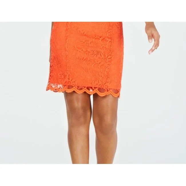 Design Must-have Thalia Sodi Women's Lace Sheath Dress Orange Size Medium