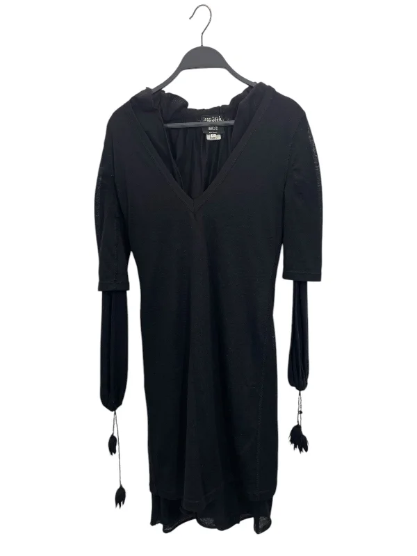 Soft Layers Jean Paul Gaultier/LS Dress/M/Wool/BLK/Midi Length/tassels sleeve