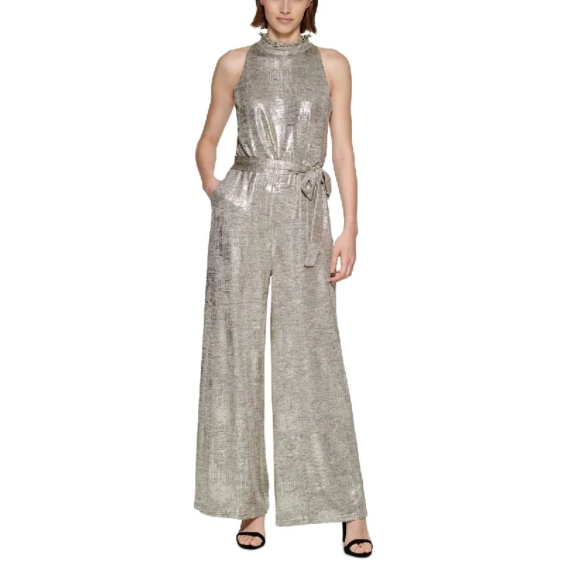 Spring Fashion Vince Camuto Women's Metallic Ruffled Jumpsuit Yellow Size 2