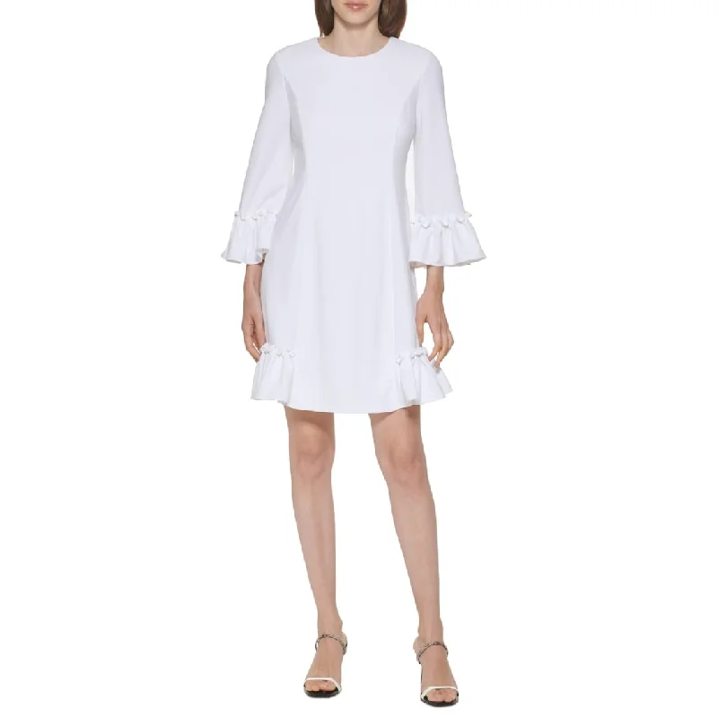 Elegant And Charming Calvin Klein Women's Ruffled A Line Dress White Size 12