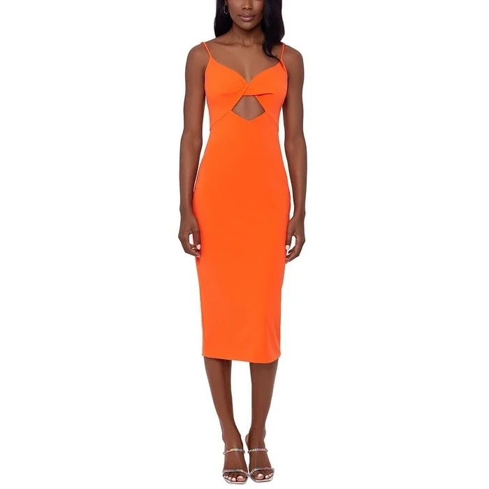 Slim Fit Xscape Women's Cutout Midi Dress Orange Size 4