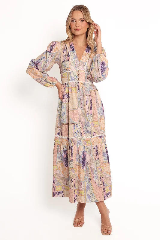 Retro Skirt Design Ariella Maxi Dress - Patchwork