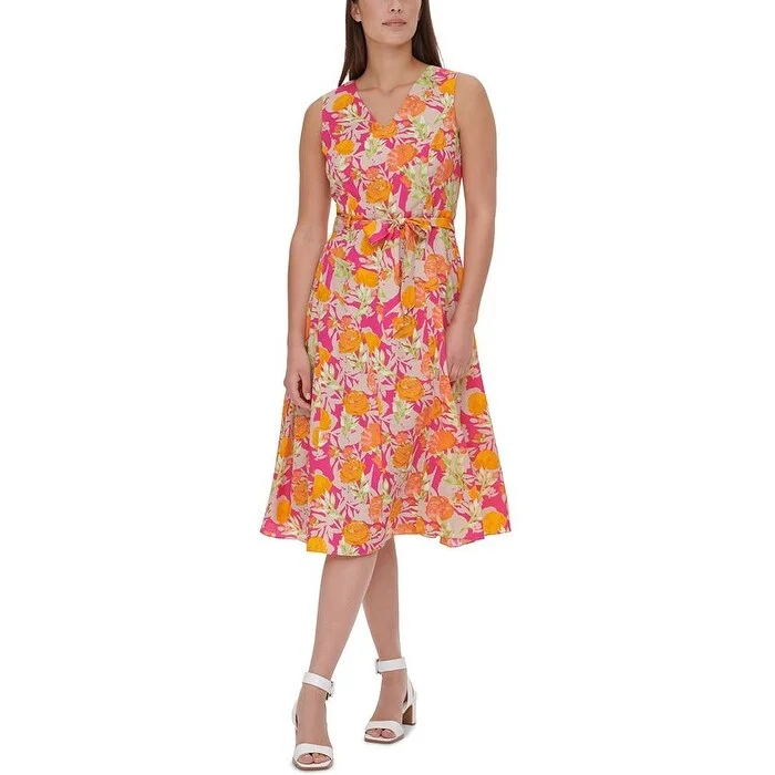 Classic Items Calvin Klein Women's Printed Fit & Flare Dress Pink Size 8