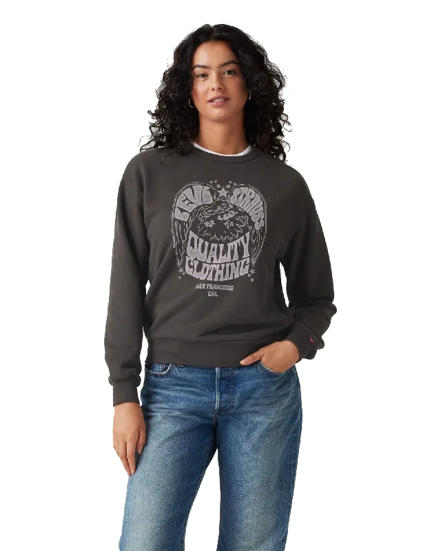 Wandering freely Graphic Heritage Crewneck Sweatshirt in Eagle Pirate Black