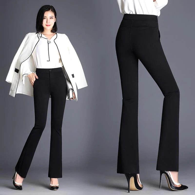 Simple Style Women's Plus Size S-4XL Office Flare Pants Summer Autumn Formal Trousers