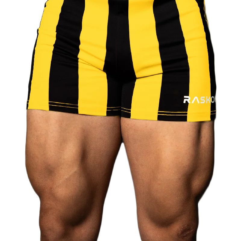 Relaxed Fashion RASKOL Yellow Striped Bodybuilding Compression Shorts