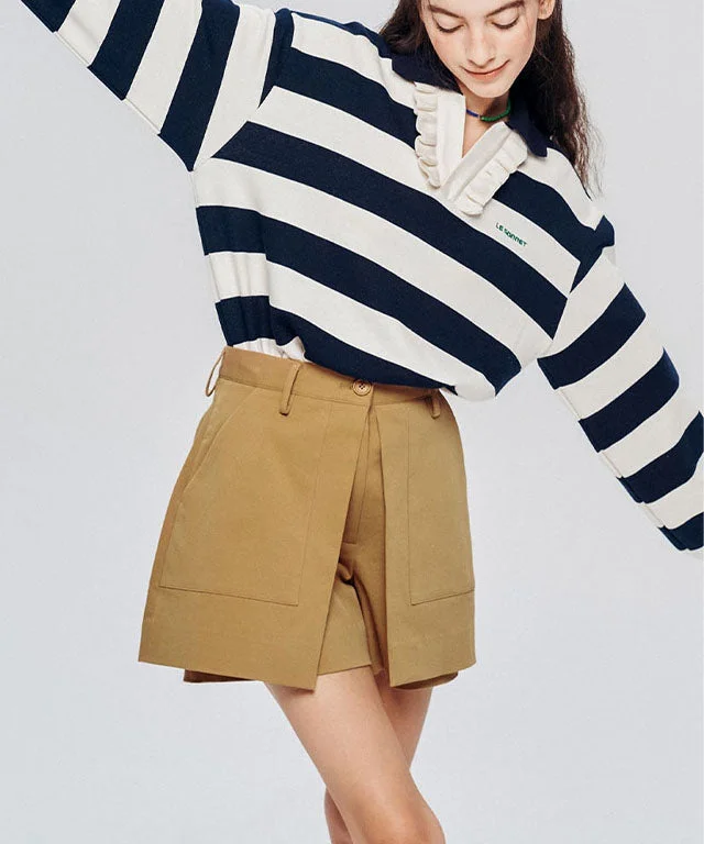 British Style [SAMPLE SALE]LE SONNET Swing Culotte Pants - Beige