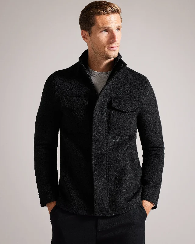 Trendy Items Knowl Funnel Neck Field Jacket Charcoal