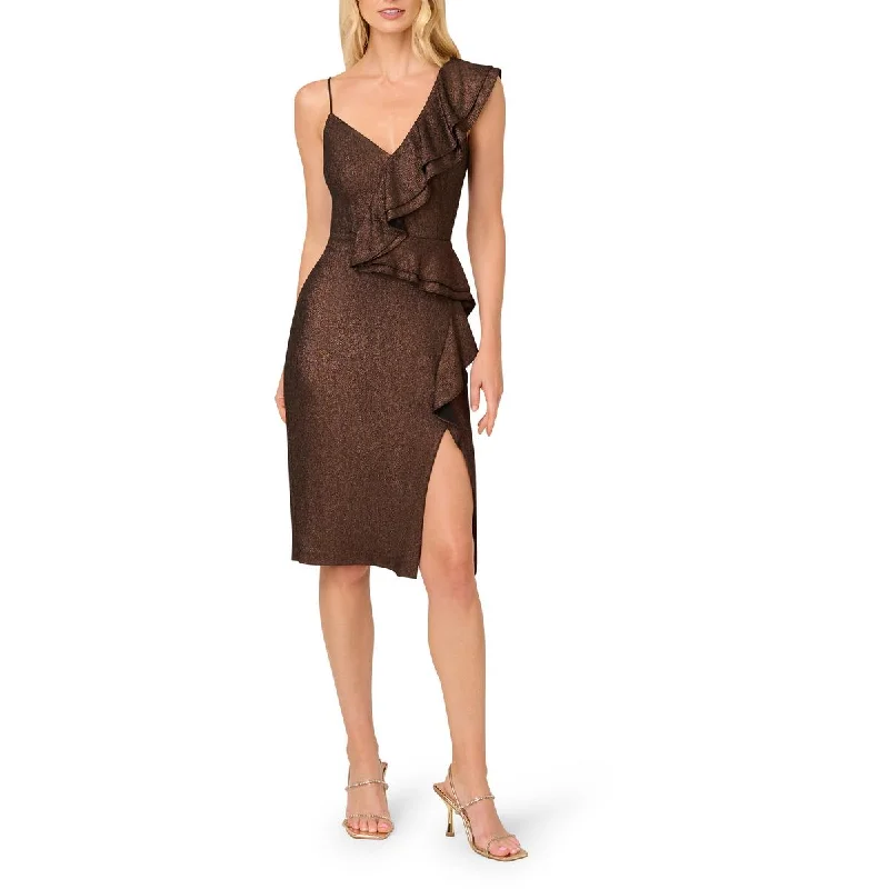 Exclusive Customization Adrianna Papell Womens Foiled Knit Cocktail And Party Dress