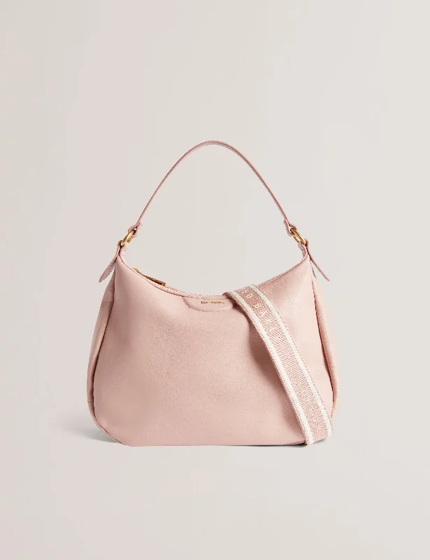 Sports Functional Style Esiah Webbing Slouchy Leather Hobo B Dusky-Pink