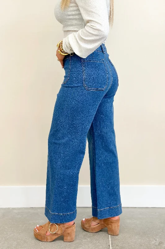 Sexy Fun Denim Straight Leg Pocket Pants