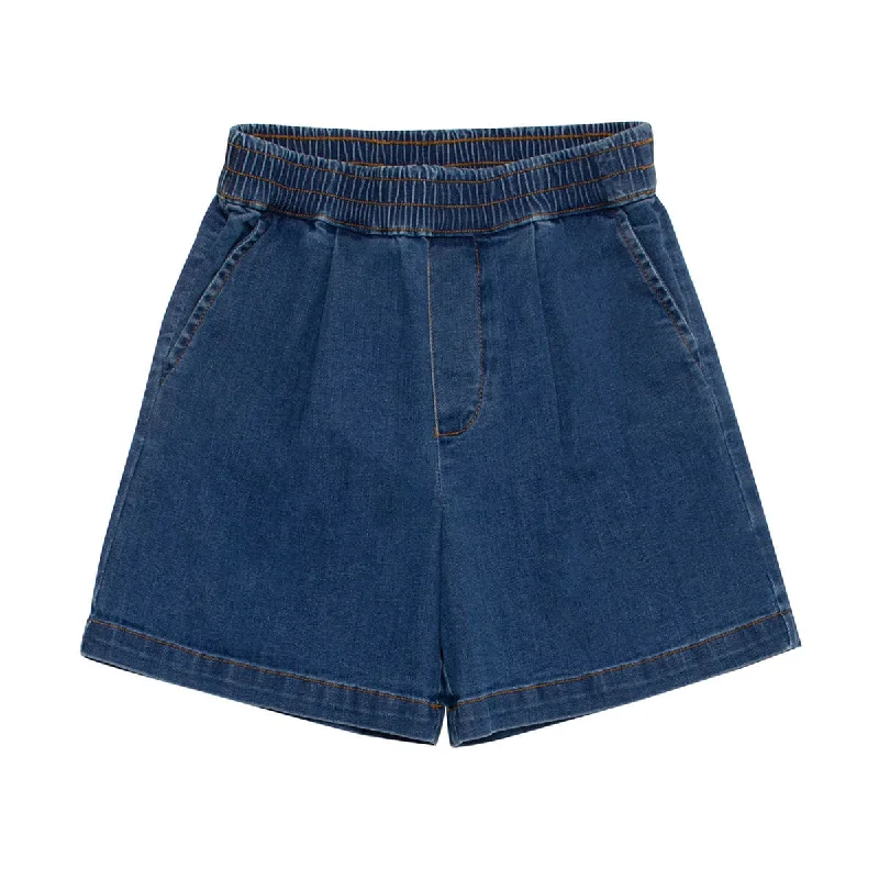 Cozy Layers Day Shorts in Indigo Mid Denim by Wynken - Last One In Stock - 12 Years
