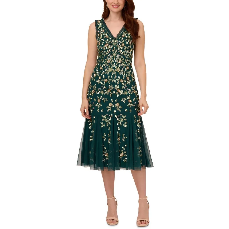 Advanced Customization Adrianna Papell Womens Floral Sequin Cocktail And Party Dress