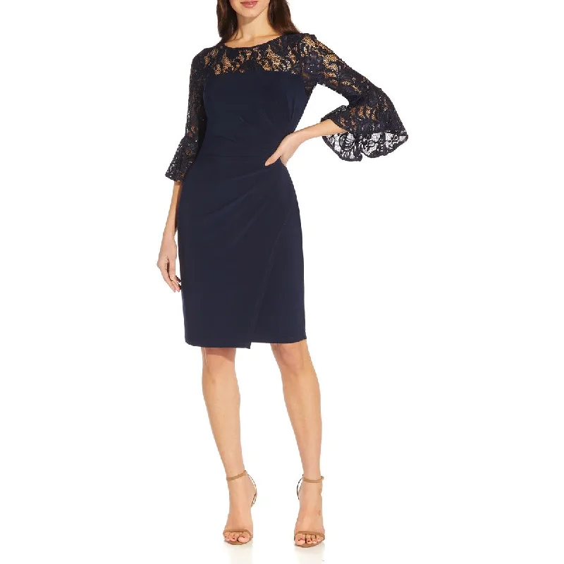 Celebrity Must-have Adrianna Papell Womens Laced Knee-Length Cocktail and Party Dress