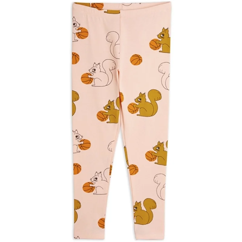 Stand-up collar design Mini Rodini Pink Squirrels Aop Leggings