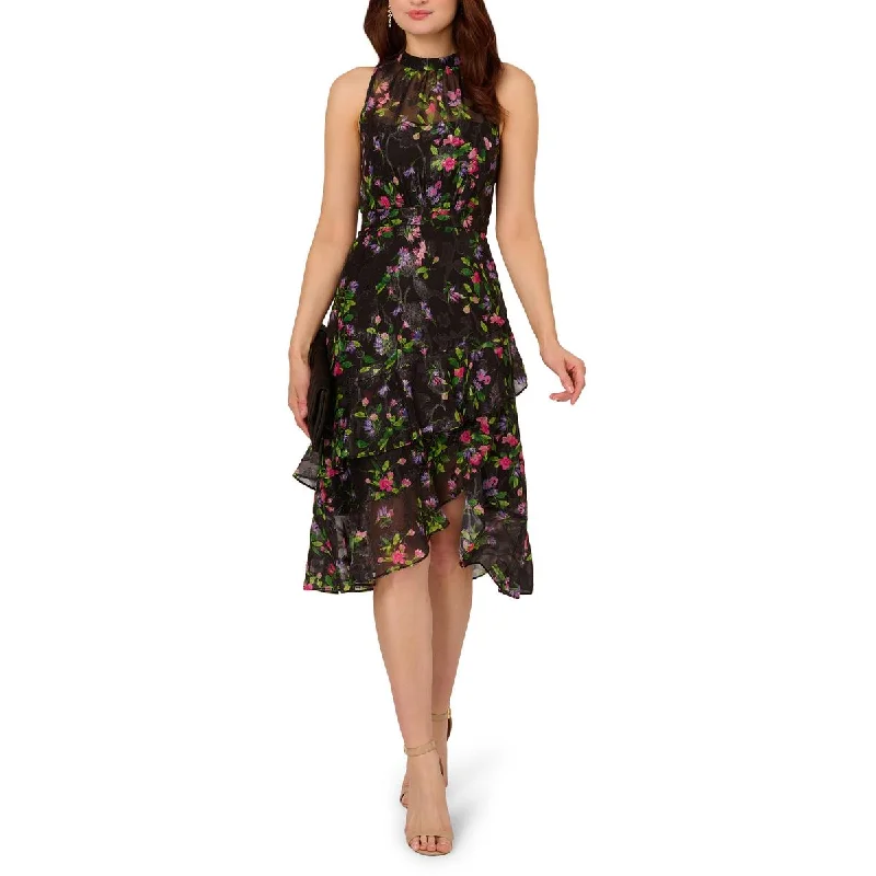 French Style Adrianna Papell Womens Jacquard Chiffon Cocktail And Party Dress