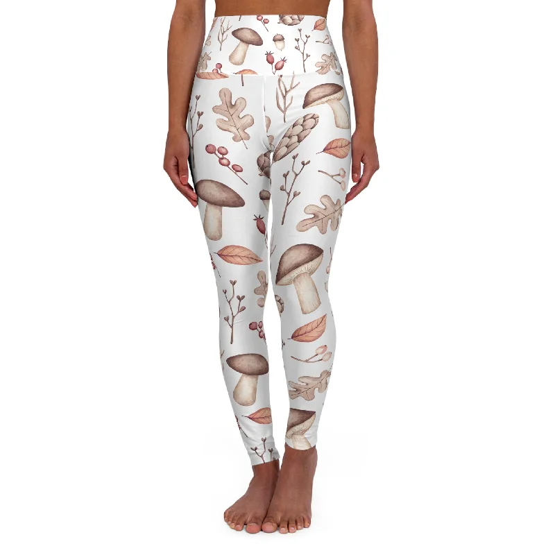 Fashionable Items High Waisted Yoga Leggings, Mushroom and Acorn