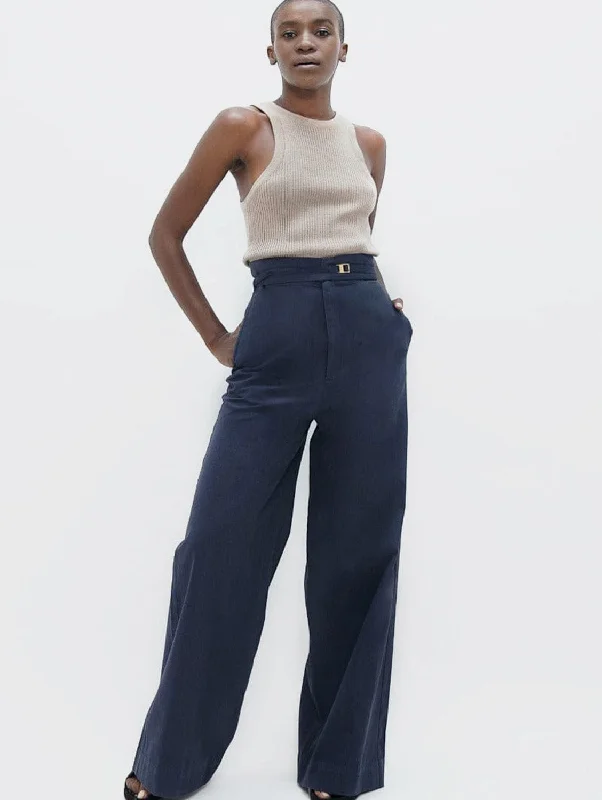 Urban Design Sense Florence Organic Cotton Wide Leg trousers | Summer Night