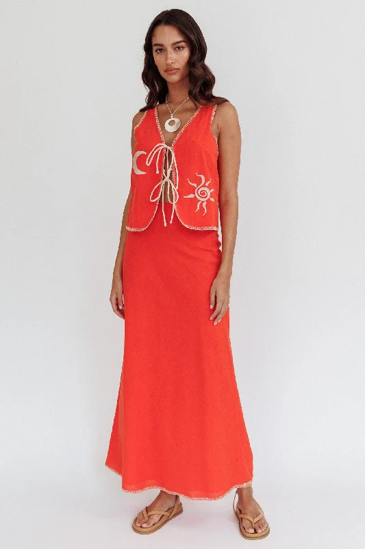 Design Trend Dose Of Sunshine Blanket Stitch Skirt Orange