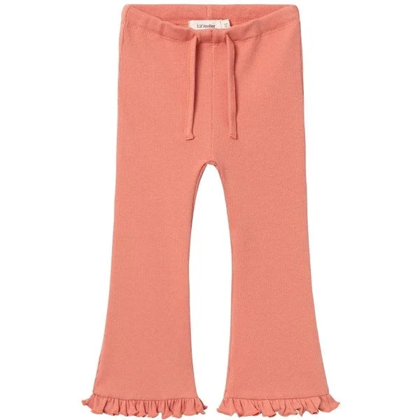 Simple Solid Color Lil'Atelier Canyon Clay Gago Kor Slim Bootcut Leggings