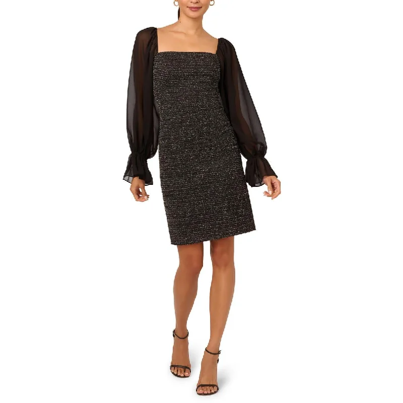 Modern Tailoring Adrianna Papell Womens Metallic Boucle Cocktail And Party Dress