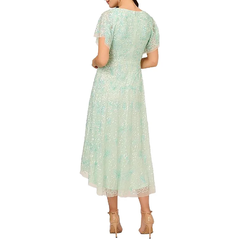Sweet Style Adrianna Papell Womens Hi-Low Embellished Cocktail And Party Dress