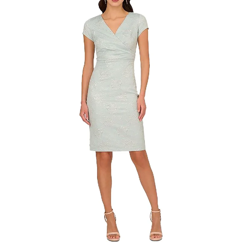 Comfortable And Cold-proof Adrianna Papell Womens Jacquard Metallic Cocktail And Party Dress