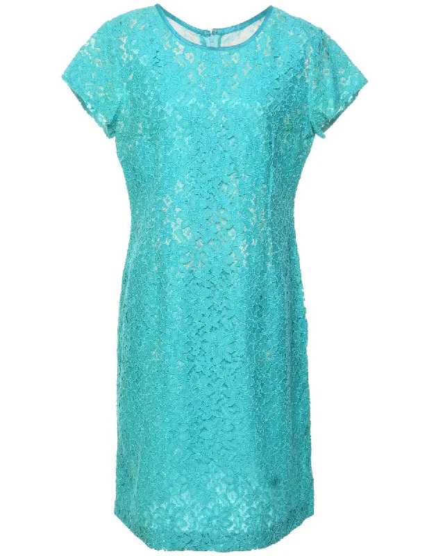 Breathable Design Lace Floral Pattern Dress - L