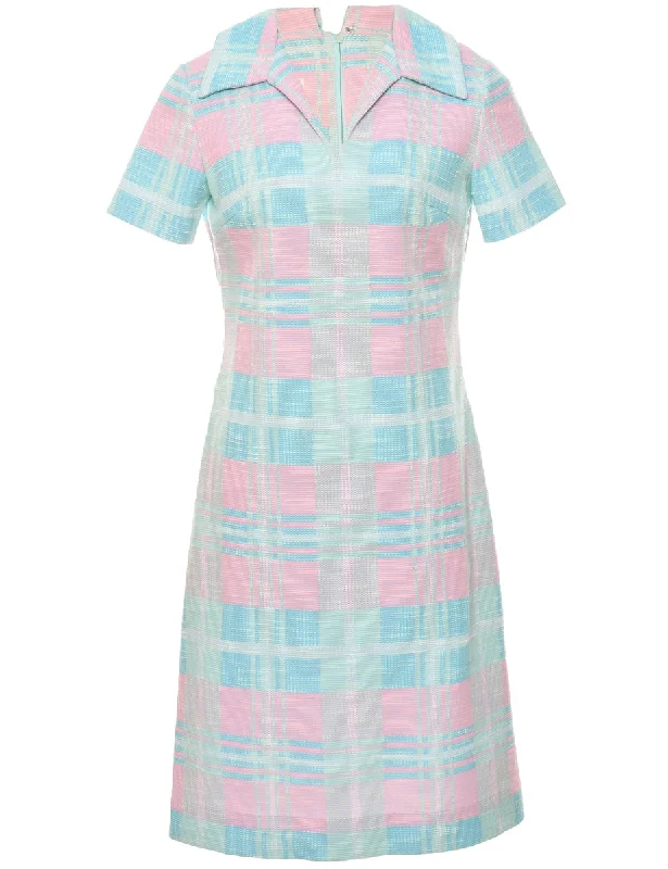 Elegant Design Checked Dress - M