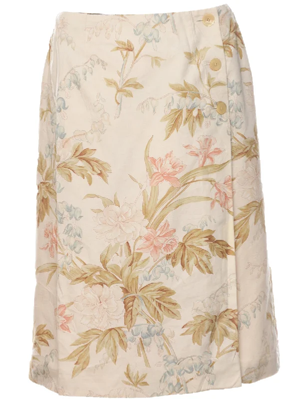 Sports outdoor style Floral Pattern A-line Skirt - M