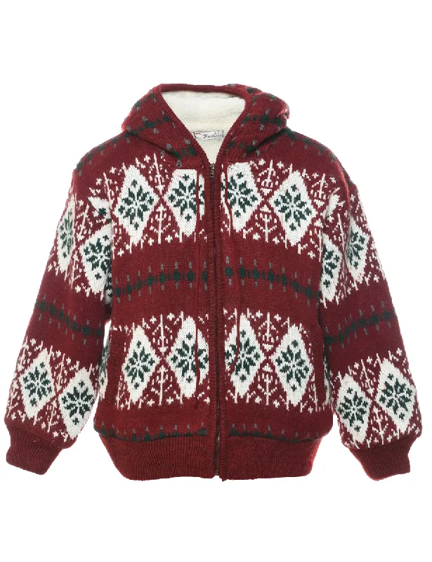 Warm And Comfortable Hooded Nordic Cardigan - M