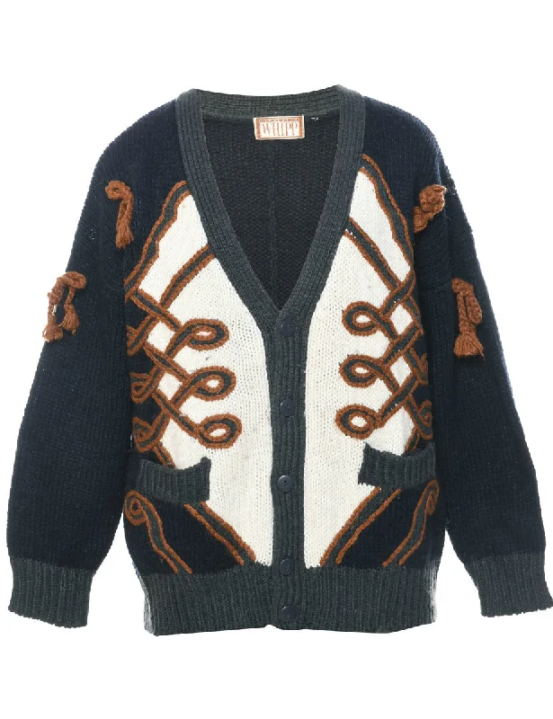 French Style Patterned Cardigan - L